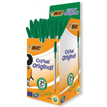 BIC10003 - BIC CRISTAL ORIGINAL MED PENS GREEN BOX 50