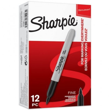 SHARPIE FINE POINT MARKERS BLACK BOX 12