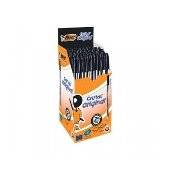 BC10002 - BIC CRISTAL ORIGINAL MED PENS BLACK BOX 50