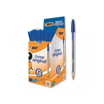 BC10001 - BIC CRISTAL ORIGINAL MED PENS BLUE BOX 50